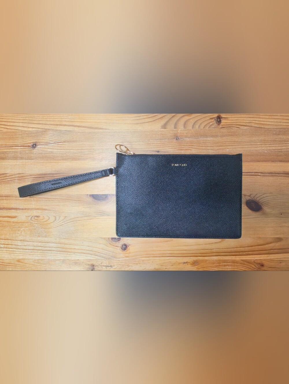 Tom Ford Black Leather Wristlet Pouch